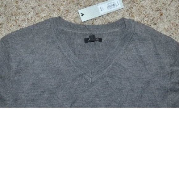 Mens Wool Blend Sweater Apt 9 Gray Small Merino V-Neck Long Sleeves - Picture 3 of 4